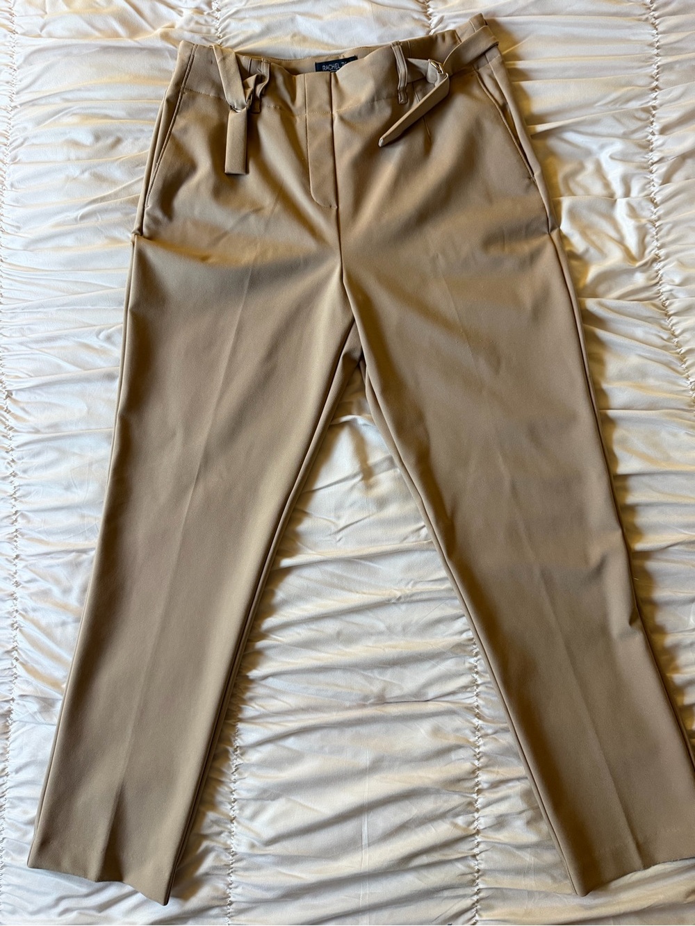 Rachel Zoe Tan High-Rise Tailored Trousers with Self-Tie Waist